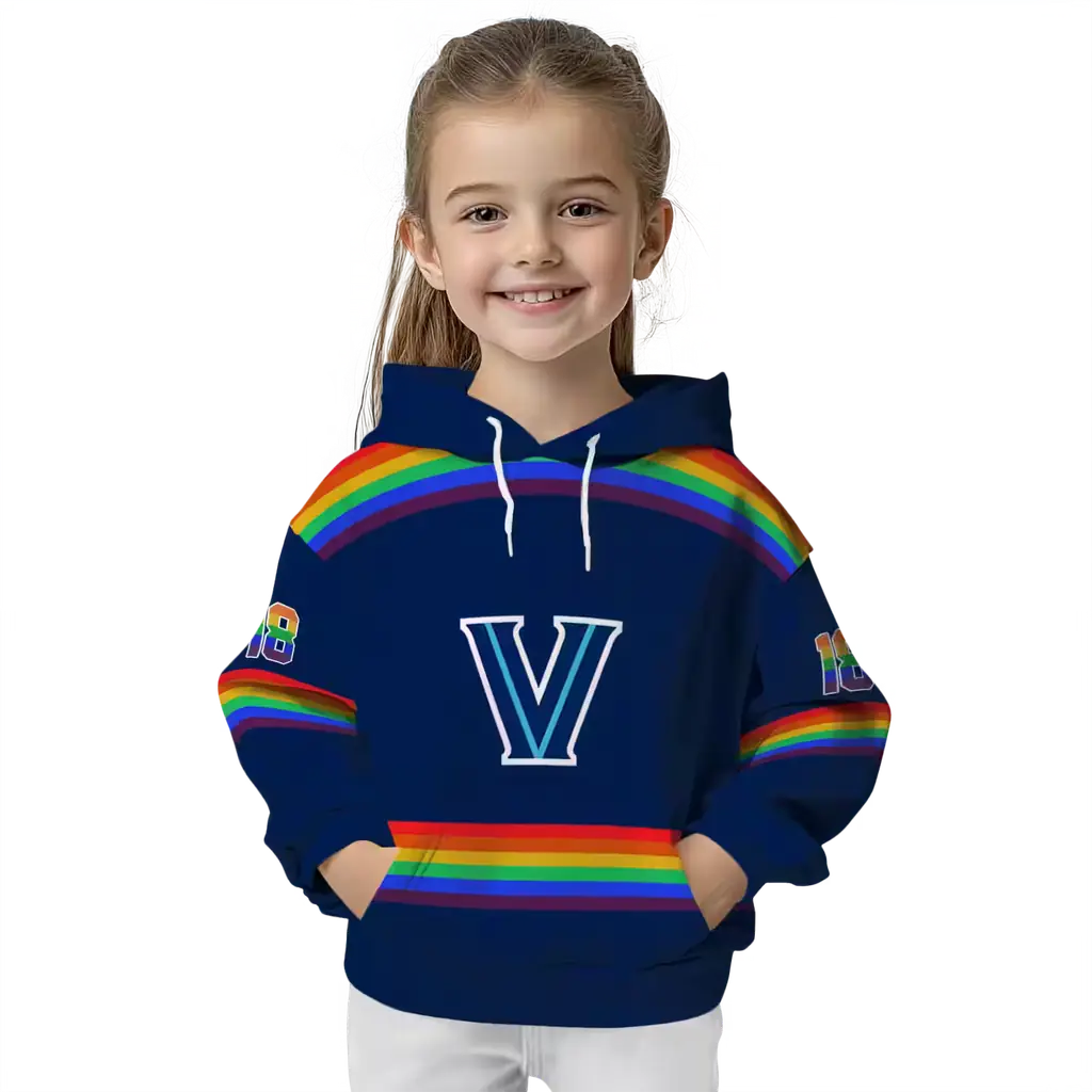custom villanova wildcats rainbow stripes navy hoodie top rated custom villanova wildcats rainbow stripes navy hoodie top rated
