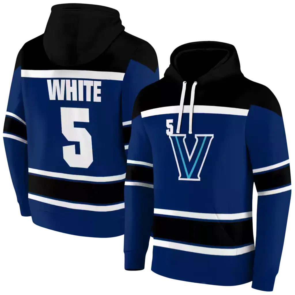 custom villanova wildcats striped pattern navy hoodie fashion forward custom villanova wildcats striped pattern navy hoodie fashion forward