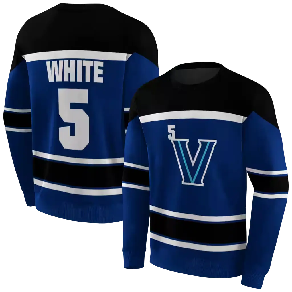 custom villanova wildcats striped pattern navy hoodie premium grade custom villanova wildcats striped pattern navy hoodie premium grade