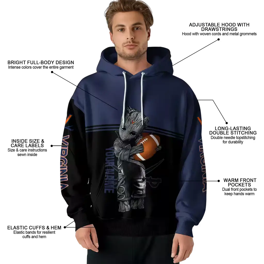custom virginia cavaliers baby groot blue black hoodie latest model custom virginia cavaliers baby groot blue black hoodie latest model