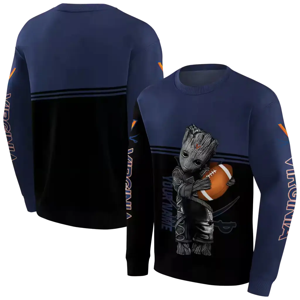 custom virginia cavaliers baby groot blue black hoodie premium grade custom virginia cavaliers baby groot blue black hoodie premium grade