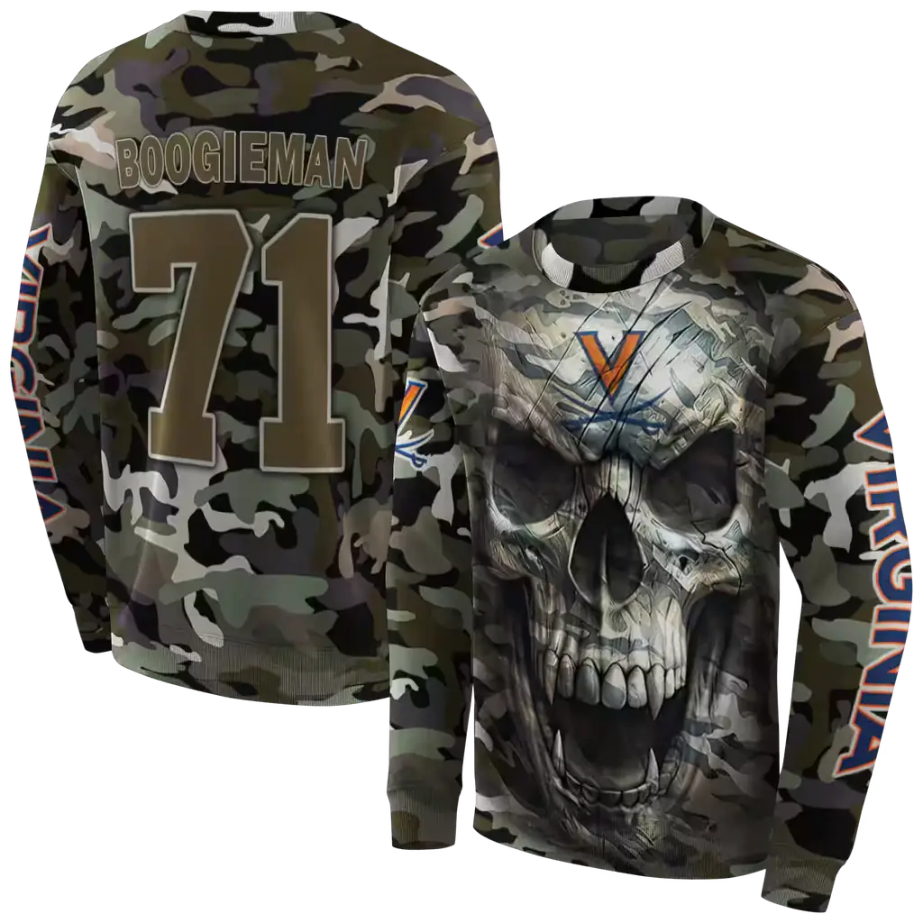 custom virginia cavaliers camo skull hoodie premium grade custom virginia cavaliers camo skull hoodie premium grade