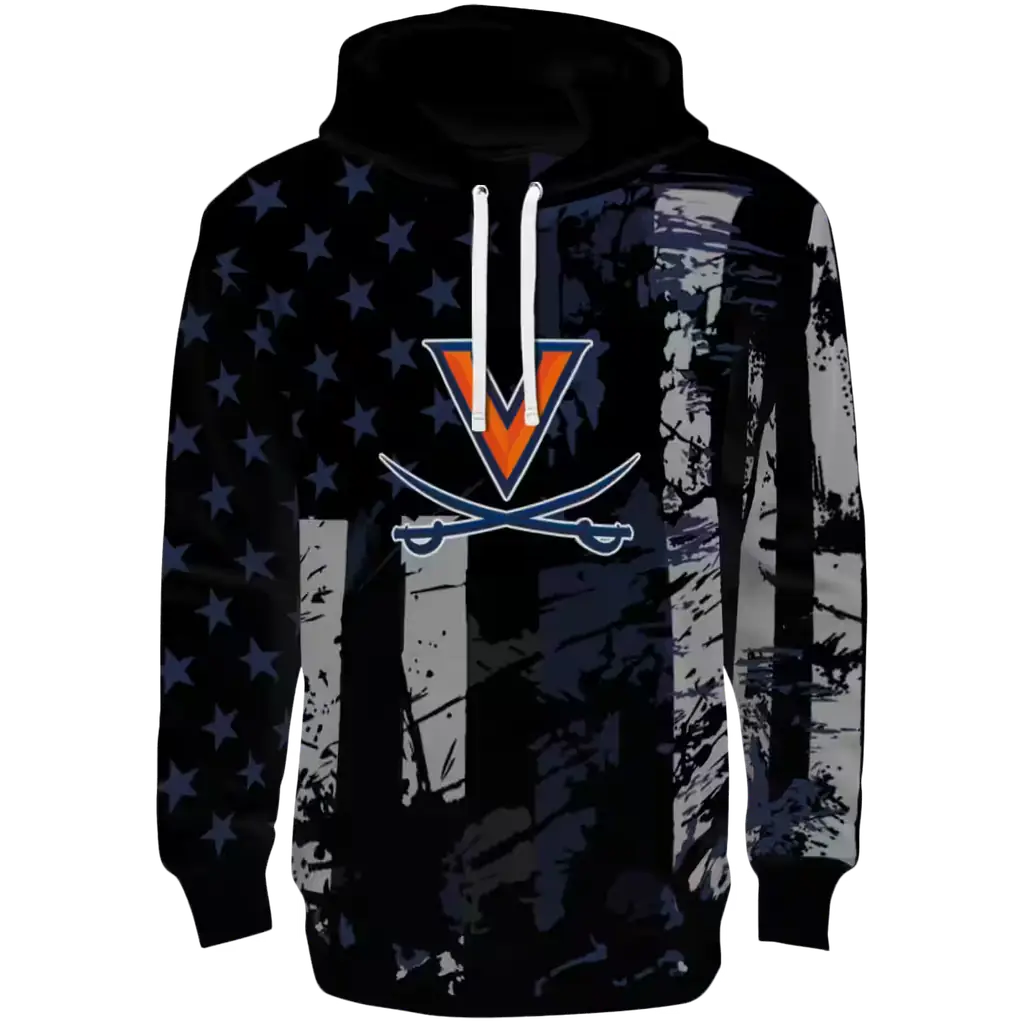 custom virginia cavaliers distressed flag blue black hoodie best selling custom virginia cavaliers distressed flag blue black hoodie best selling