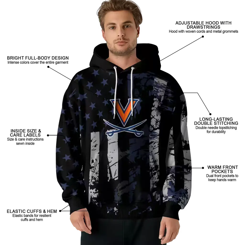 custom virginia cavaliers distressed flag blue black hoodie latest model custom virginia cavaliers distressed flag blue black hoodie latest model