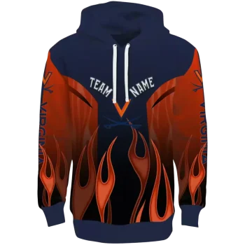 custom virginia cavaliers flame design blue hoodie best selling