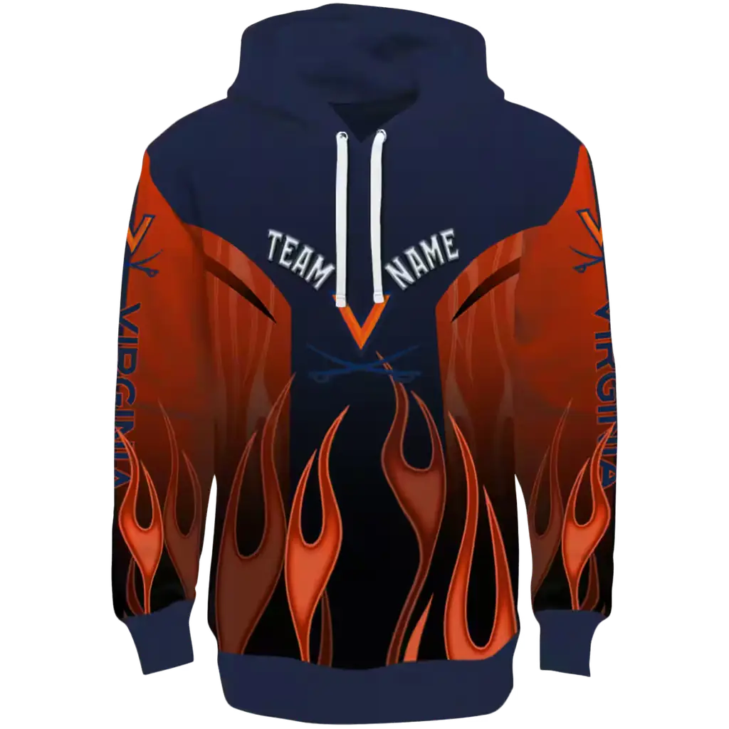 custom virginia cavaliers flame design blue hoodie best selling custom virginia cavaliers flame design blue hoodie best selling