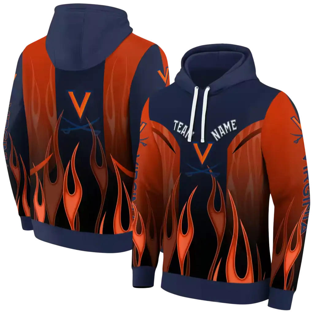 custom virginia cavaliers flame design blue hoodie fashion forward custom virginia cavaliers flame design blue hoodie fashion forward