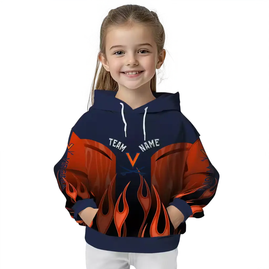 custom virginia cavaliers flame design blue hoodie top rated custom virginia cavaliers flame design blue hoodie top rated