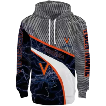 custom virginia cavaliers hexagonal mesh blue black gray hoodie best selling