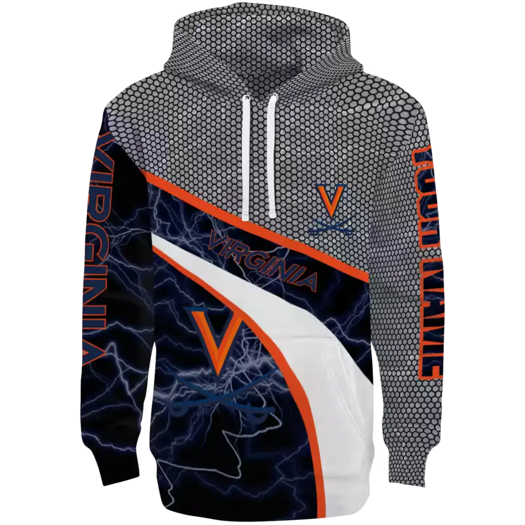custom virginia cavaliers hexagonal mesh blue black gray hoodie best selling custom virginia cavaliers hexagonal mesh blue black gray hoodie best selling