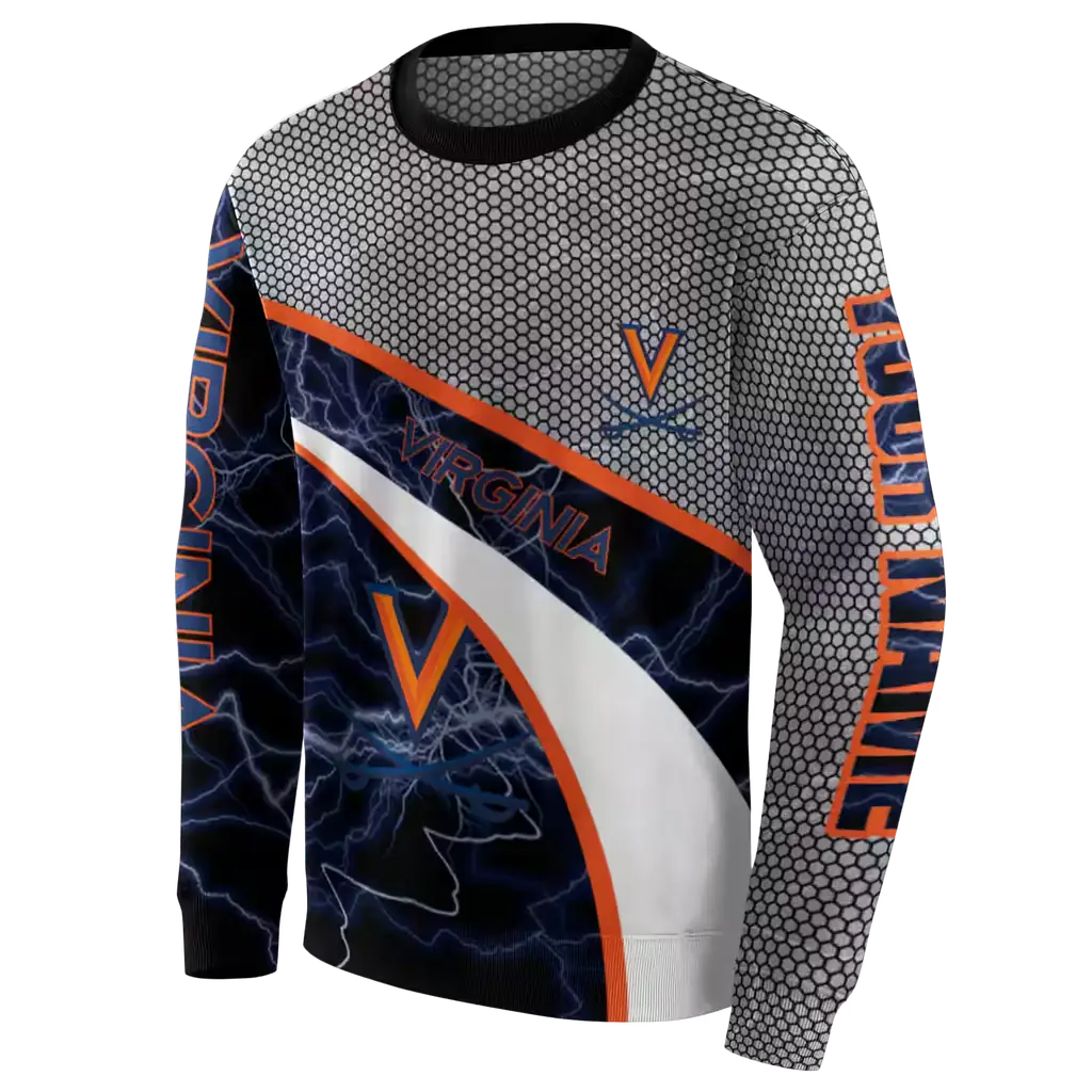 custom virginia cavaliers hexagonal mesh blue black gray hoodie new arrival custom virginia cavaliers hexagonal mesh blue black gray hoodie new arrival