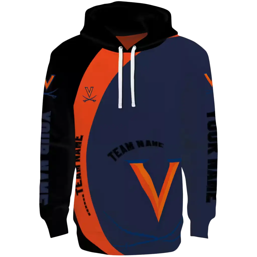 custom virginia cavaliers minimalist design blue black hoodie best selling custom virginia cavaliers minimalist design blue black hoodie best selling