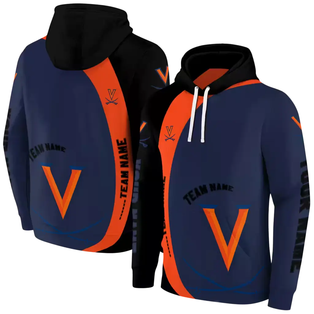 custom virginia cavaliers minimalist design blue black hoodie fashion forward custom virginia cavaliers minimalist design blue black hoodie fashion forward