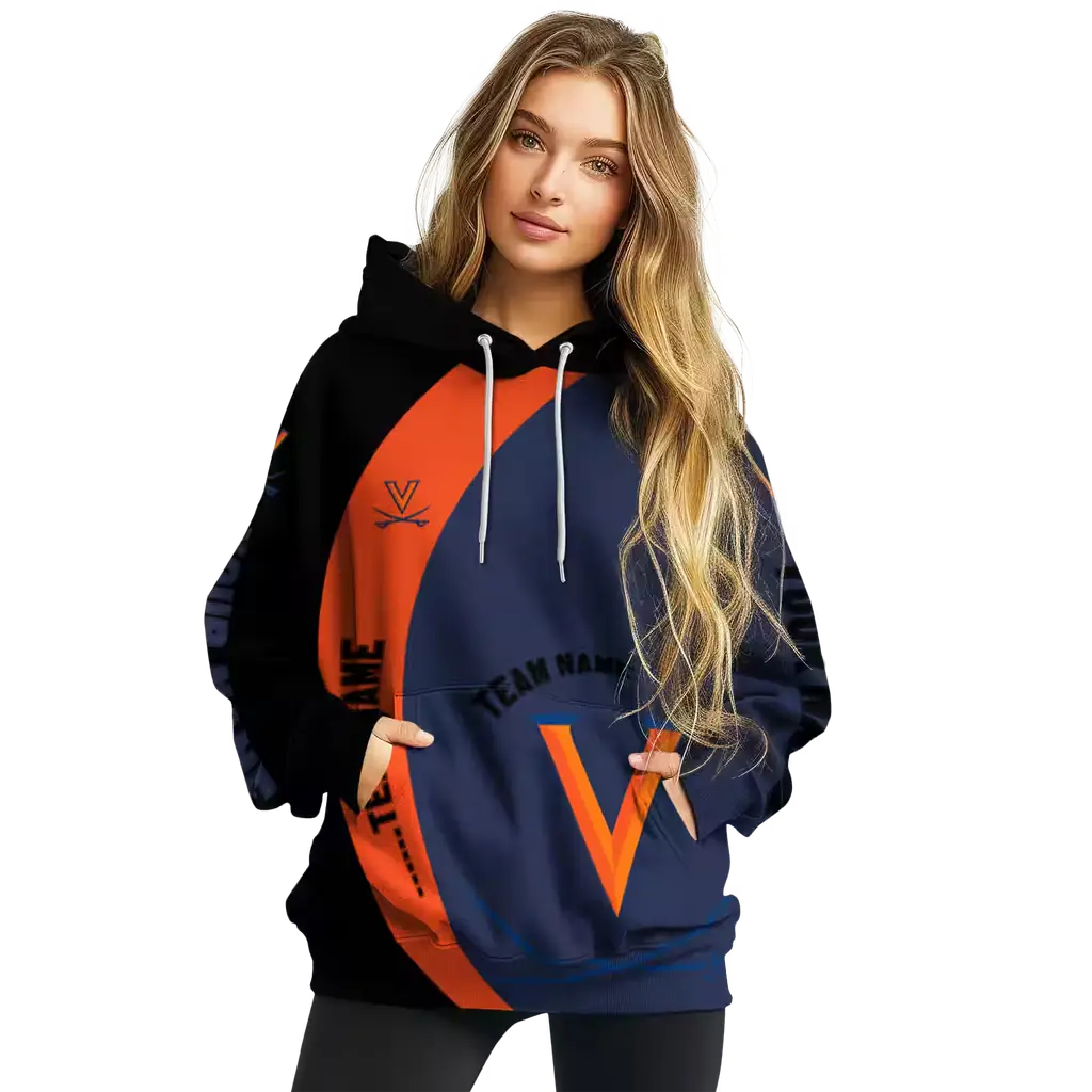 custom virginia cavaliers minimalist design blue black hoodie high quality custom virginia cavaliers minimalist design blue black hoodie high quality