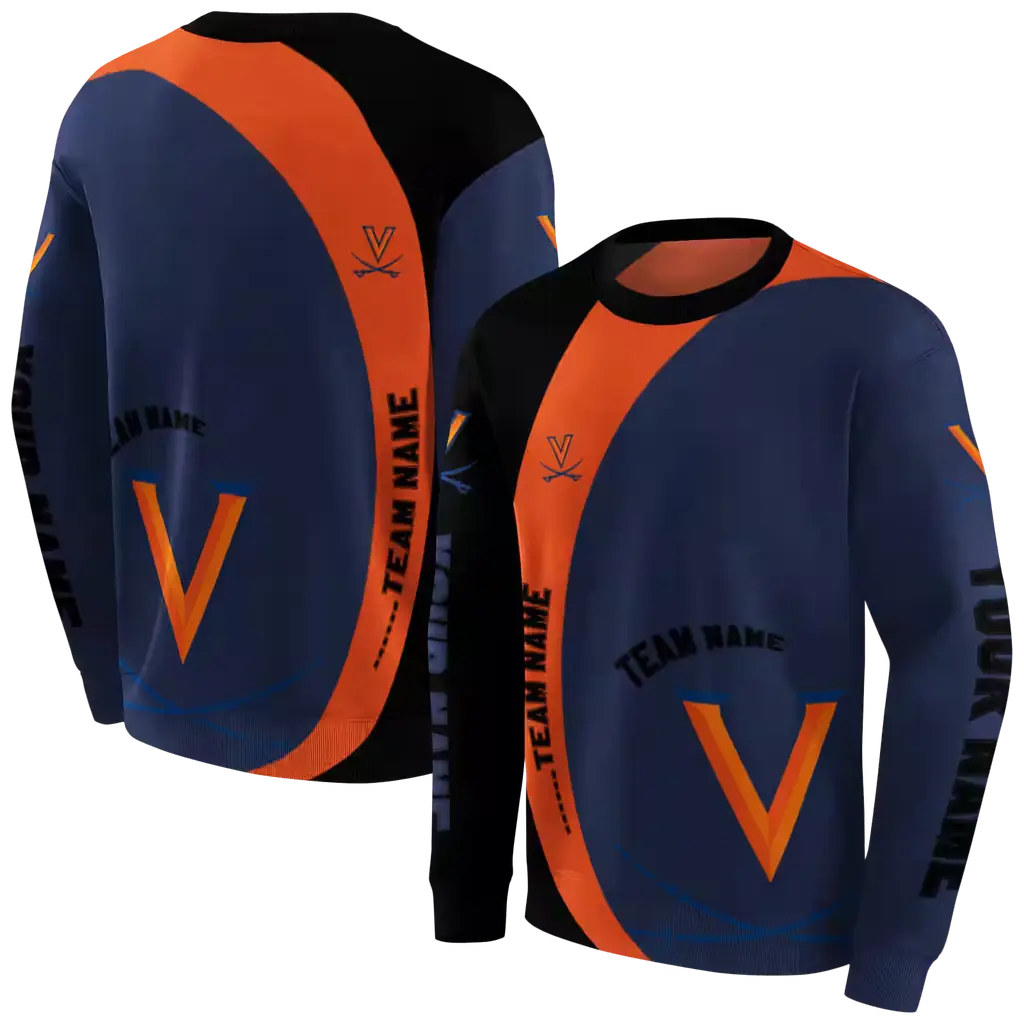 custom virginia cavaliers minimalist design blue black hoodie premium grade custom virginia cavaliers minimalist design blue black hoodie premium grade