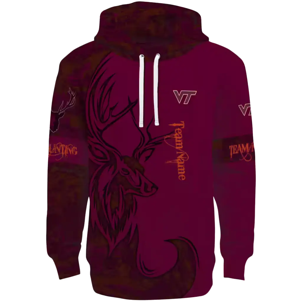 custom virginia tech hokies deer silhouette maroon hoodie best selling custom virginia tech hokies deer silhouette maroon hoodie best selling