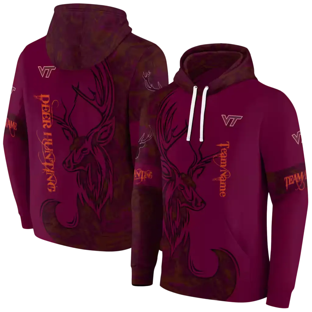 custom virginia tech hokies deer silhouette maroon hoodie fashion forward custom virginia tech hokies deer silhouette maroon hoodie fashion forward