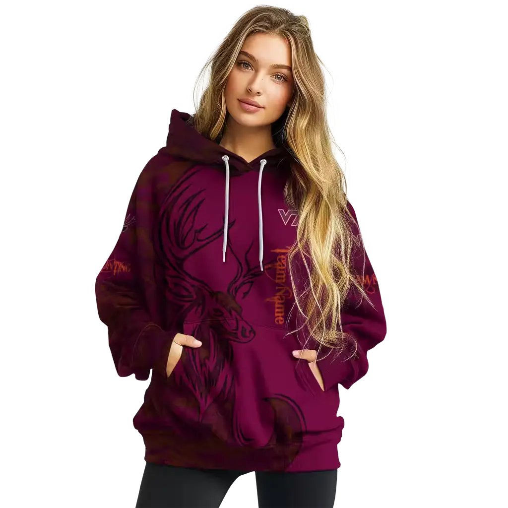 custom virginia tech hokies deer silhouette maroon hoodie high quality custom virginia tech hokies deer silhouette maroon hoodie high quality