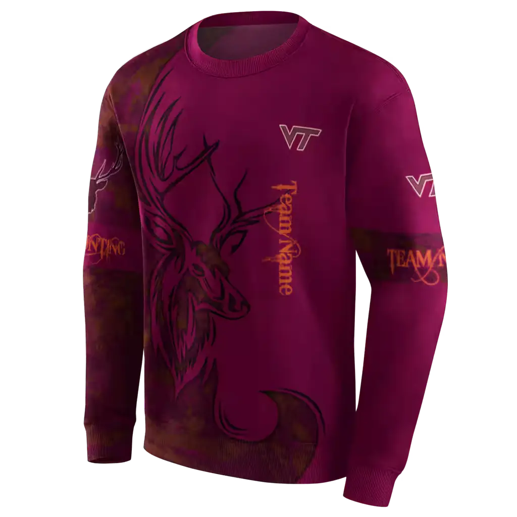 custom virginia tech hokies deer silhouette maroon hoodie new arrival custom virginia tech hokies deer silhouette maroon hoodie new arrival