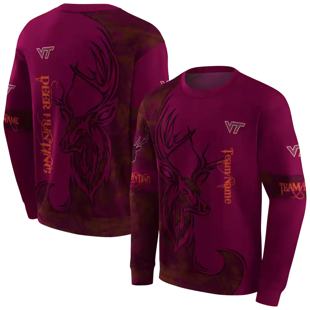 custom virginia tech hokies deer silhouette maroon hoodie premium grade custom virginia tech hokies deer silhouette maroon hoodie premium grade