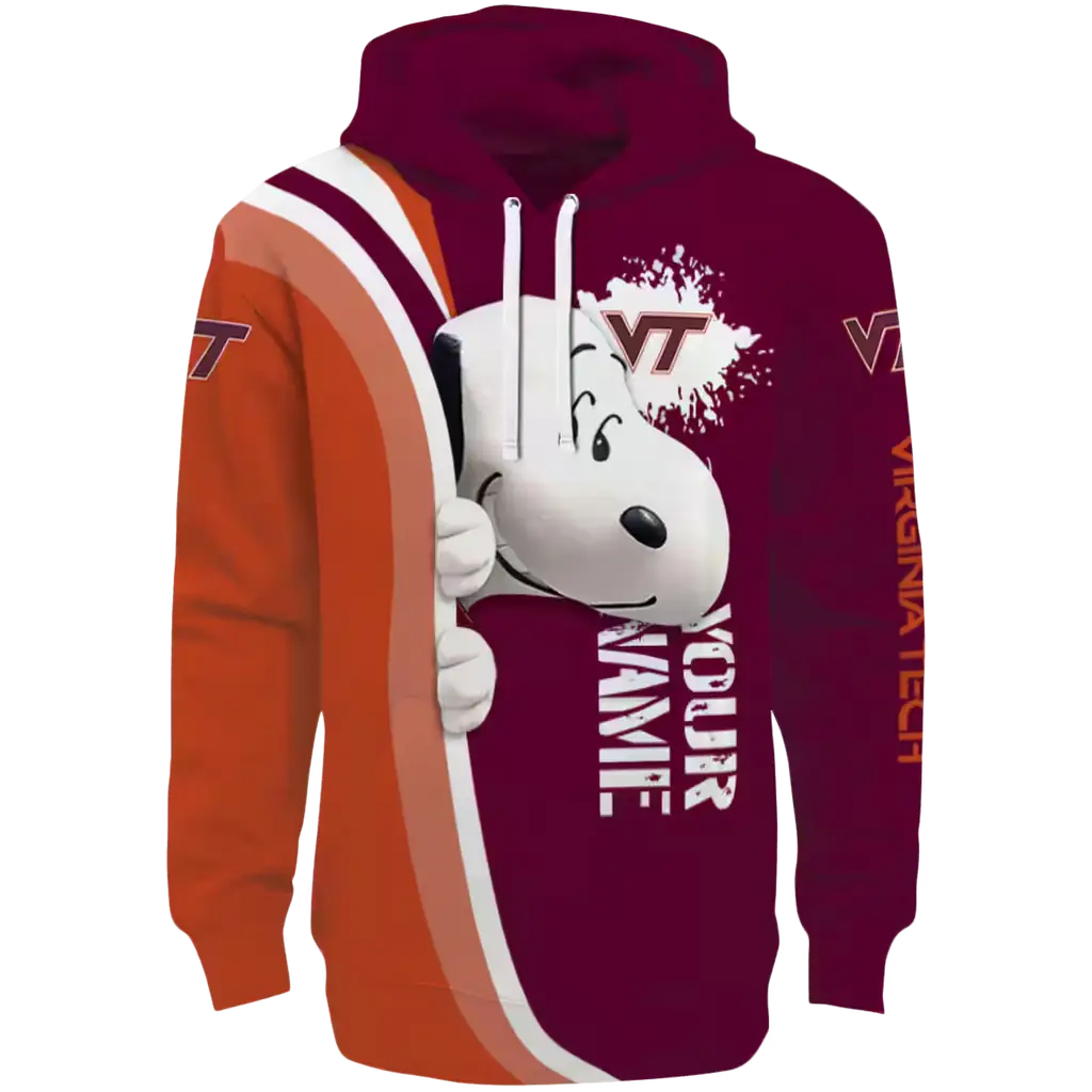 custom virginia tech hokies peeking snoopy maroon hoodie best selling custom virginia tech hokies peeking snoopy maroon hoodie best selling