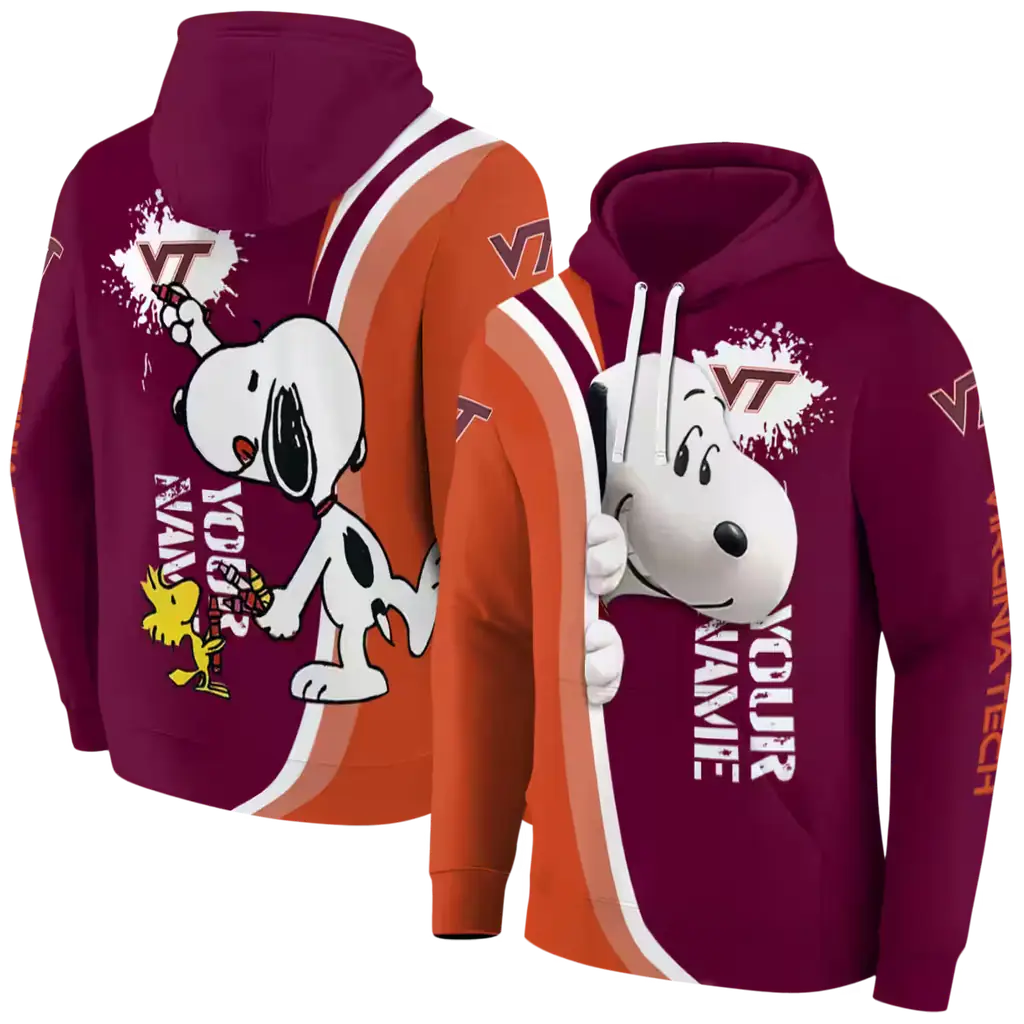 custom virginia tech hokies peeking snoopy maroon hoodie fashion forward custom virginia tech hokies peeking snoopy maroon hoodie fashion forward