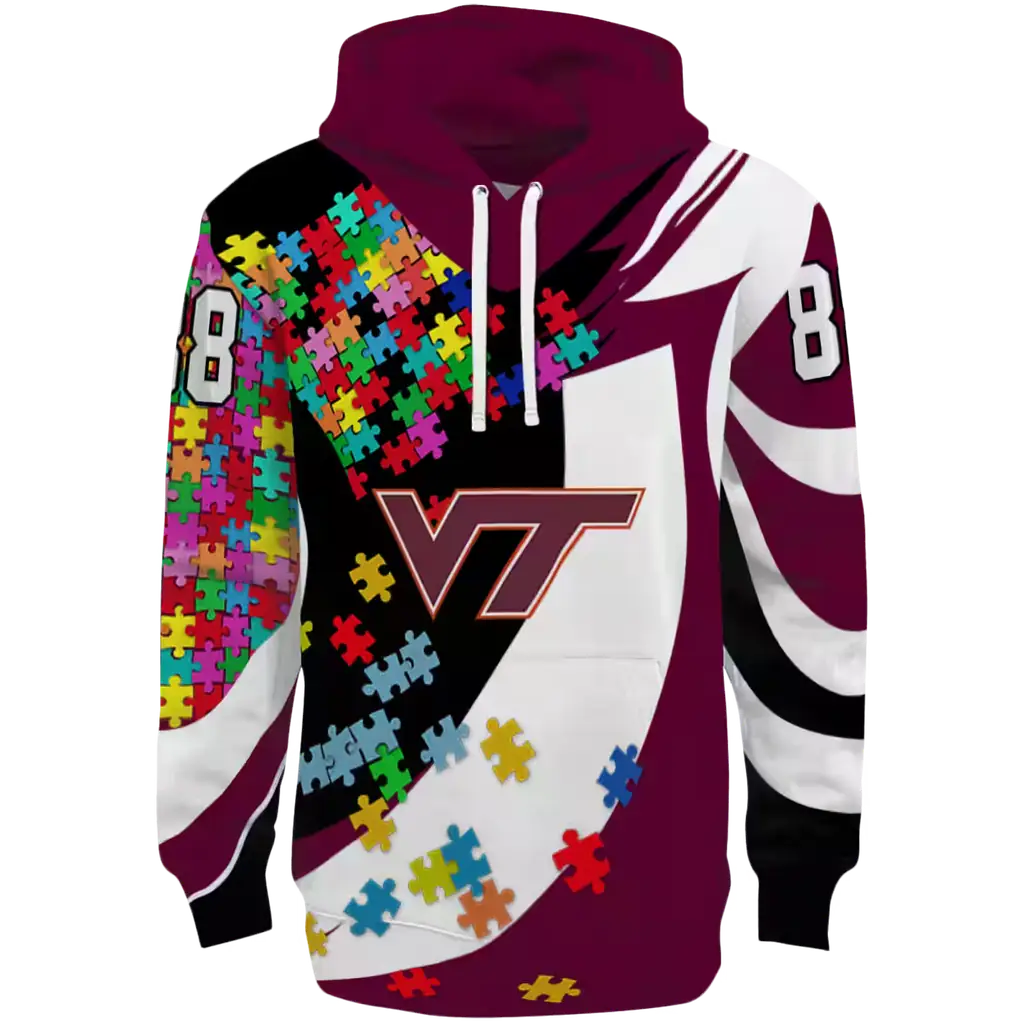 custom virginia tech hokies puzzle pieces maroon hoodie best selling custom virginia tech hokies puzzle pieces maroon hoodie best selling