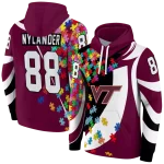 custom virginia tech hokies puzzle pieces maroon hoodie best selling