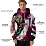 custom virginia tech hokies puzzle pieces maroon hoodie best selling