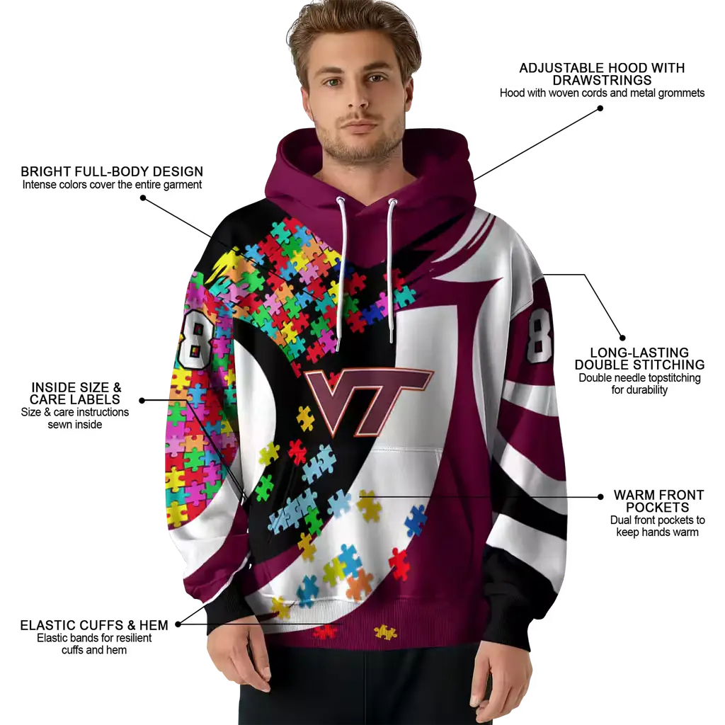 custom virginia tech hokies puzzle pieces maroon hoodie latest model custom virginia tech hokies puzzle pieces maroon hoodie latest model