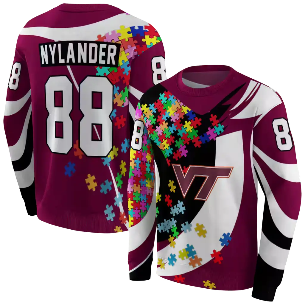 custom virginia tech hokies puzzle pieces maroon hoodie premium grade custom virginia tech hokies puzzle pieces maroon hoodie premium grade