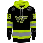 custom virginia tech hokies safety motif black neon green hoodie best selling