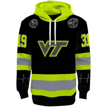 custom virginia tech hokies safety motif black neon green hoodie best selling