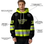custom virginia tech hokies safety motif black neon green hoodie best selling