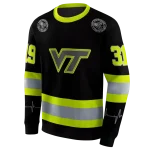 custom virginia tech hokies safety motif black neon green hoodie best selling