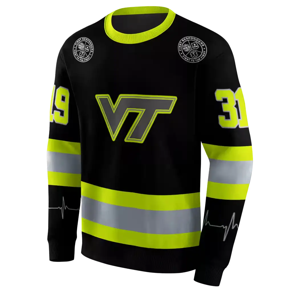custom virginia tech hokies safety motif black neon green hoodie new arrival custom virginia tech hokies safety motif black neon green hoodie new arrival