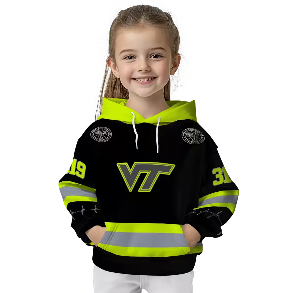 custom virginia tech hokies safety motif black neon green hoodie top rated custom virginia tech hokies safety motif black neon green hoodie top rated