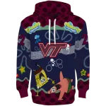 custom virginia tech hokies spongebob patrick star maroon navy hoodie best selling