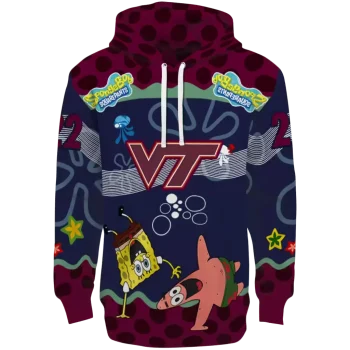 custom virginia tech hokies spongebob patrick star maroon navy hoodie best selling