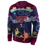 custom virginia tech hokies spongebob patrick star maroon navy hoodie best selling