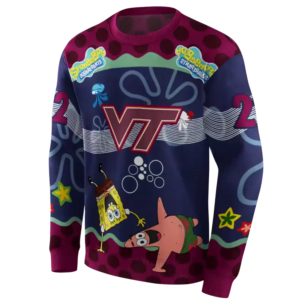 custom virginia tech hokies spongebob patrick star maroon navy hoodie new arrival custom virginia tech hokies spongebob patrick star maroon navy hoodie new arrival