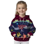 custom virginia tech hokies spongebob patrick star maroon navy hoodie best selling