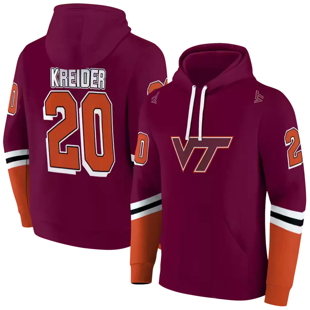 custom virginia tech hokies striped sleeves maroon hoodie fashion forward custom virginia tech hokies striped sleeves maroon hoodie fashion forward