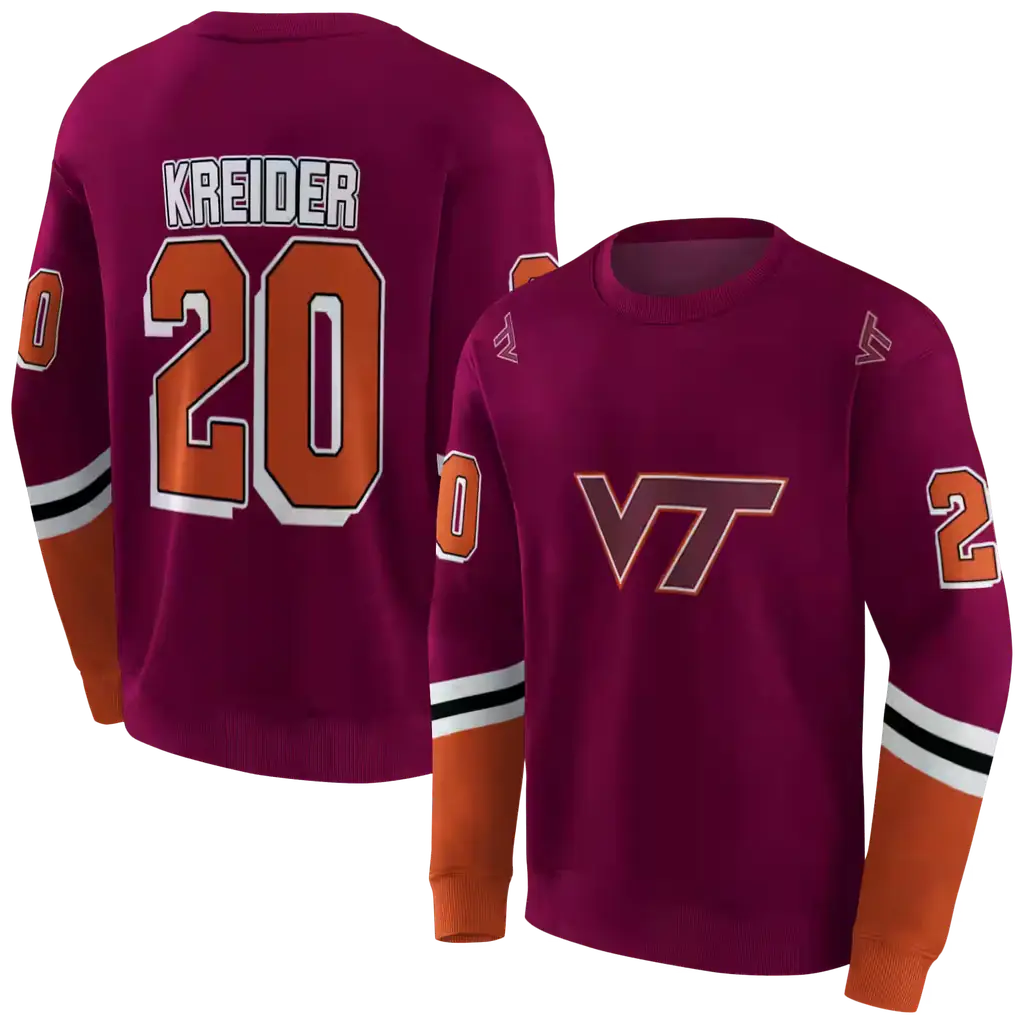 custom virginia tech hokies striped sleeves maroon hoodie premium grade custom virginia tech hokies striped sleeves maroon hoodie premium grade