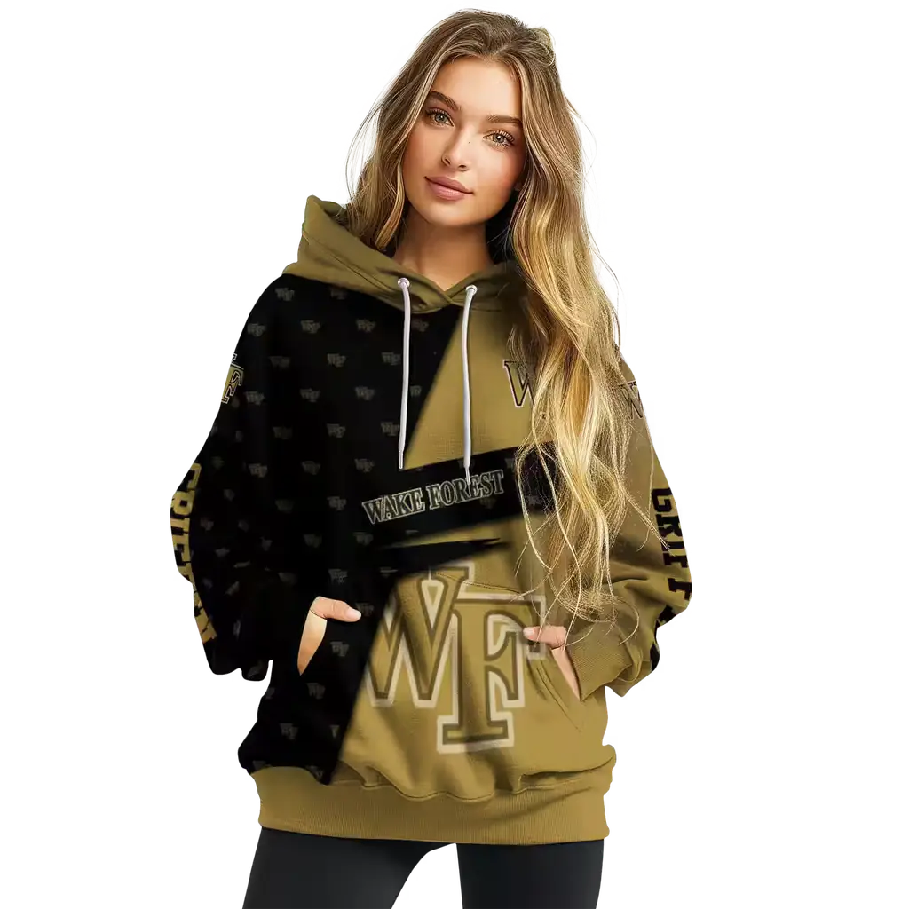 custom wake forest demon deacons abstract shape gold hoodie high quality custom wake forest demon deacons abstract shape gold hoodie high quality