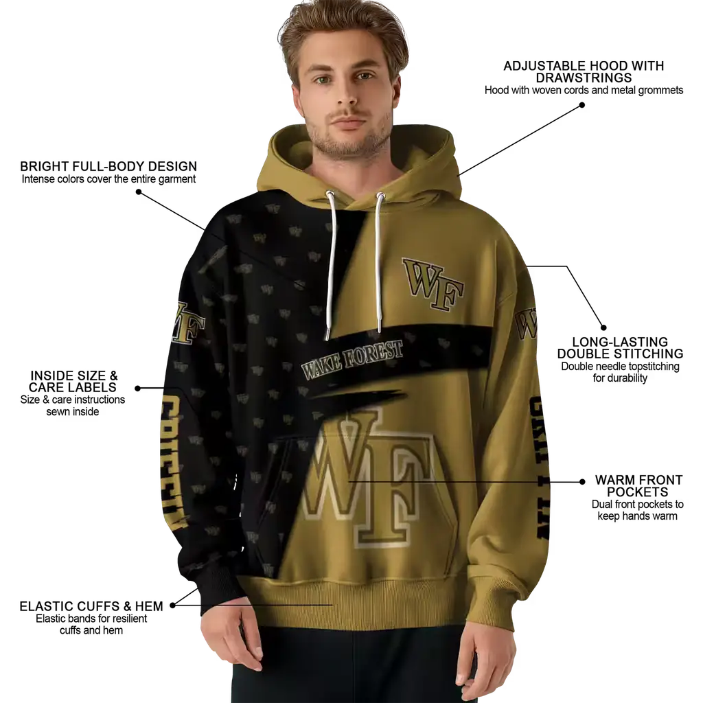 custom wake forest demon deacons abstract shape gold hoodie latest model custom wake forest demon deacons abstract shape gold hoodie latest model