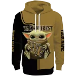 custom wake forest demon deacons baby yoda gold black hoodie best selling