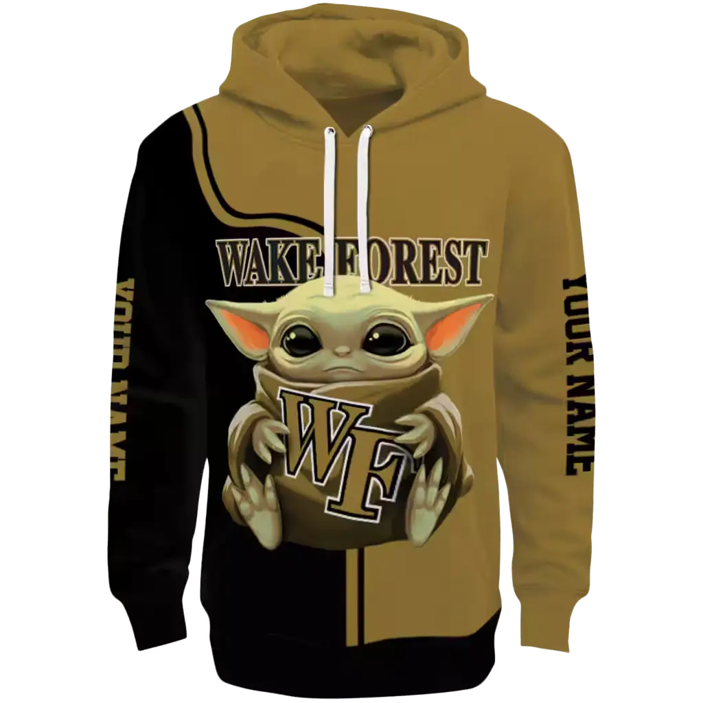 custom wake forest demon deacons baby yoda gold black hoodie best selling custom wake forest demon deacons baby yoda gold black hoodie best selling