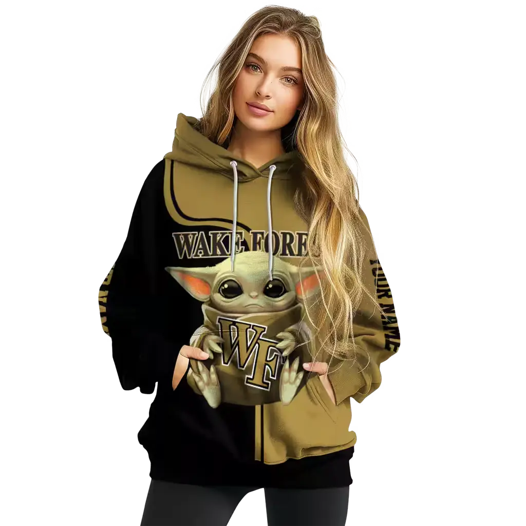 custom wake forest demon deacons baby yoda gold black hoodie high quality custom wake forest demon deacons baby yoda gold black hoodie high quality