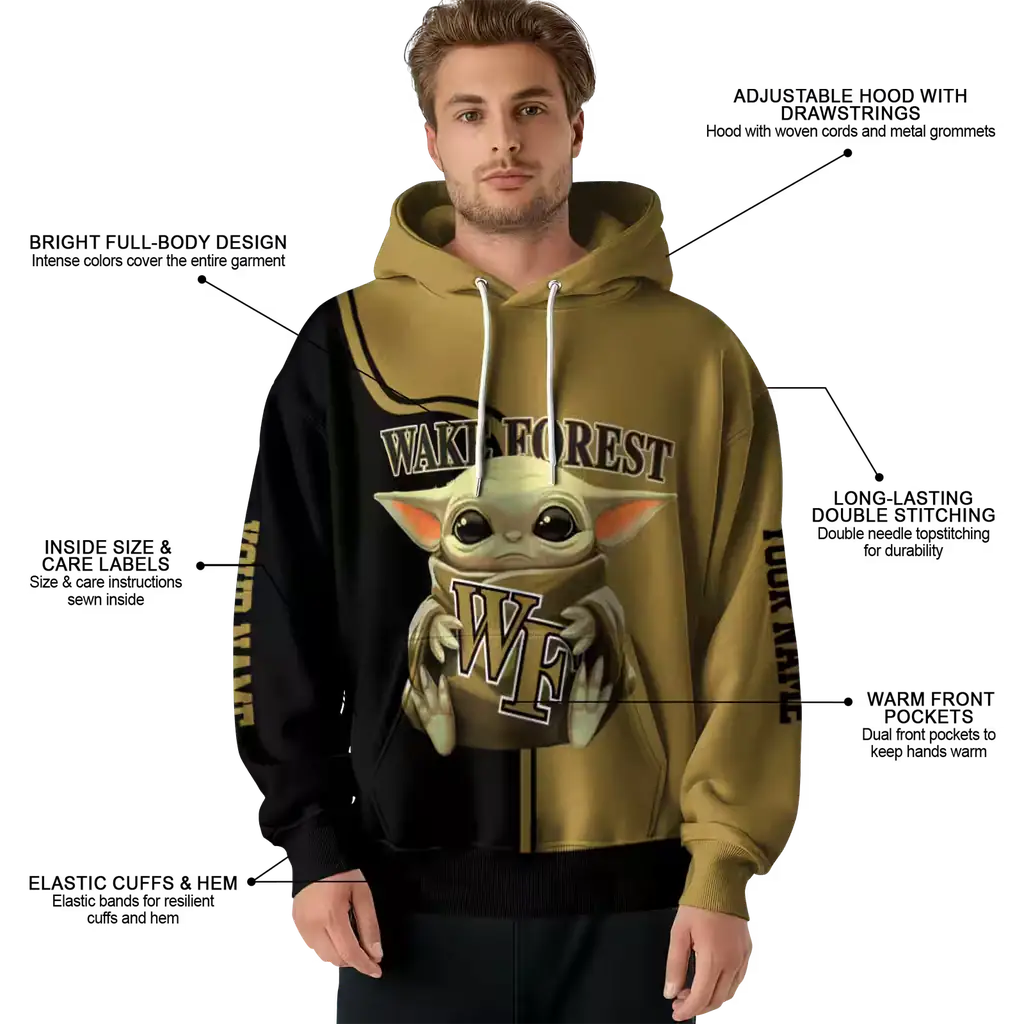 custom wake forest demon deacons baby yoda gold black hoodie latest model custom wake forest demon deacons baby yoda gold black hoodie latest model